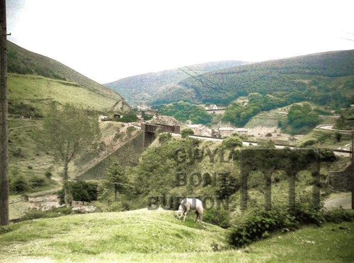View from aqueduct tce with steam train 1950s GT