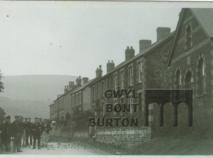 Landscape around Pontrhydyfen Efail fach 1907 Ganhen sunday school on right JJ