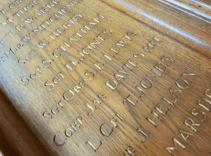 Photo of the war memorial showing all the names