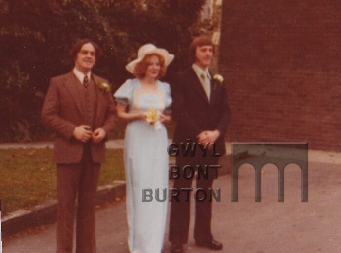 people in their wedding outfits